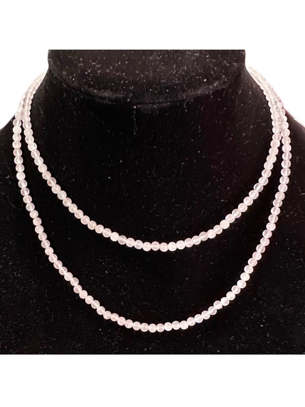 ROSE QUARTZ NATURAL BEADS 17 1/2” Long Necklace Soft Pink Elegance Delicate